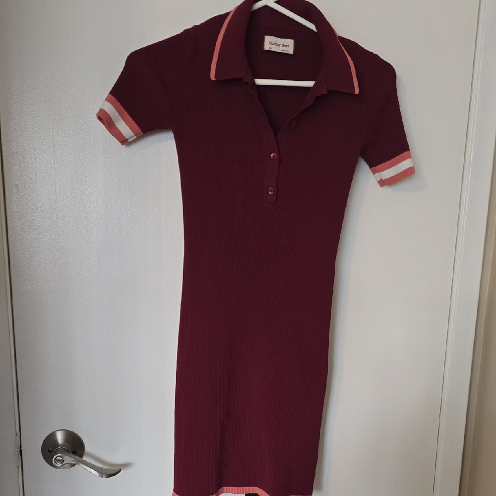 Sunday Best Burgundy and Pink Midi Dress